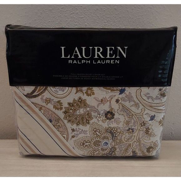 Ralph Lauren ESTELLA PAISLEY Cream Multi Cotton Full Queen Duvet Cover Set - Picture 1 of 10
